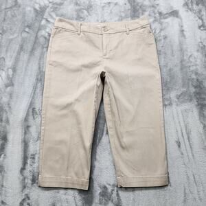 Vintage St Johns Bay Pants Womens 10 Tan Khaki Mid Rise Capri Office Preppy